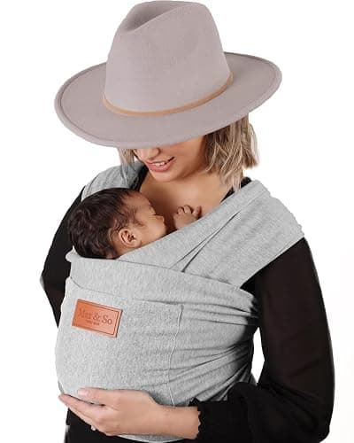 Baby Wrap Carrier - Premium Cotton Baby Carrier Wrap for Newborn to Toddler- Infant Carrier- Baby Holder One Size Fits All with Front Pocket (Grey) by Max&so thumbnail 3