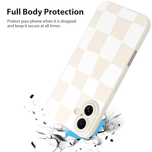 KANGHAR Compatible with iPhone 16 Case Checkered -White | Silicone Cute Pattern, Camera Protection Soft Slim Phone Case for Girls Women thumbnail 2