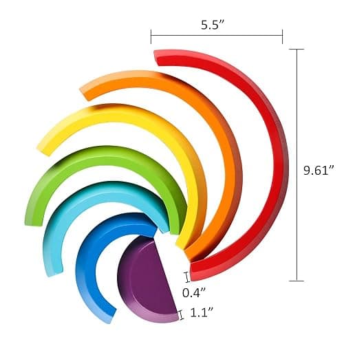 Tatum: Coogam Wooden Rainbow Stacker Nesting Puzzle Blocks - Tunnel Stacking Game Building Creative Color Shape Matching Jigsaw Learning Toy Set Board Early Development Gift for Kids Boy Girl thumbnail 3