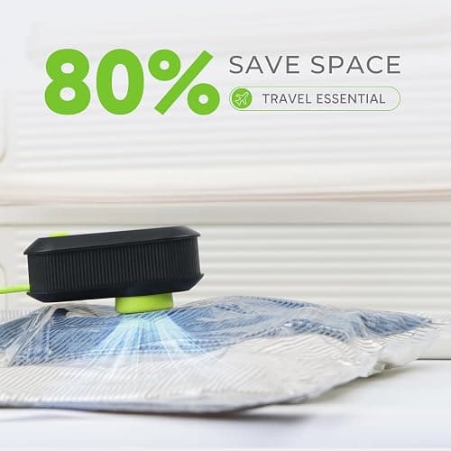 Vacbird Travel Vacuum Bags with USB Electric Pump, 12 Pack Vacuum Bags for Travel, Compression Vacuum Packing Bags for Luggage & Suitcase, Space Saving Travel Bags for Clothes and Clothing,Carry-On thumbnail 5
