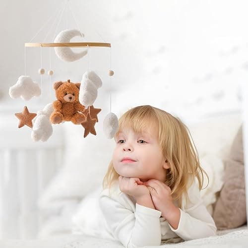 EERKEOD Brown Bear Musical Crib Mobile for Newborn Infants, Unisex, Fabric, Crib Mount, Hanging Mobile, Children - Brown - Brown Bear thumbnail 6