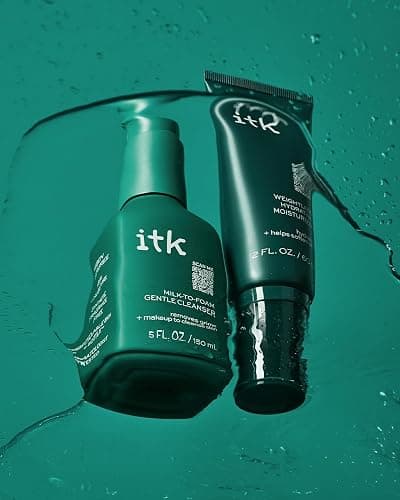 ITK Skincare Cleanser + Moisturizer Set - Milk-To-Foam Face Wash Cleanser + Weightless Hydrating Moisturizer for Smooth and Nourished Skin - Helps Remove Makeup + Hydrate Skin - Skincare Gift Set thumbnail 7