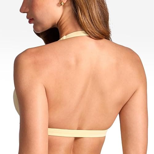 INGIA Deep V-Neck Halter Sports Bra Padded | Low Back, Low Impact, Fitness, Yoga, Workout, Crop Top, for Women thumbnail 2