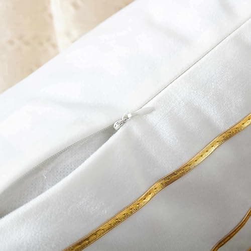 WACOMECO Soft Throw Pillow Covers - Pack of 2 Velvet Decorative Cushion Covers Cases for Sofa Bedroom Livingroom Car, 18" x 18", White and Gold thumbnail 5