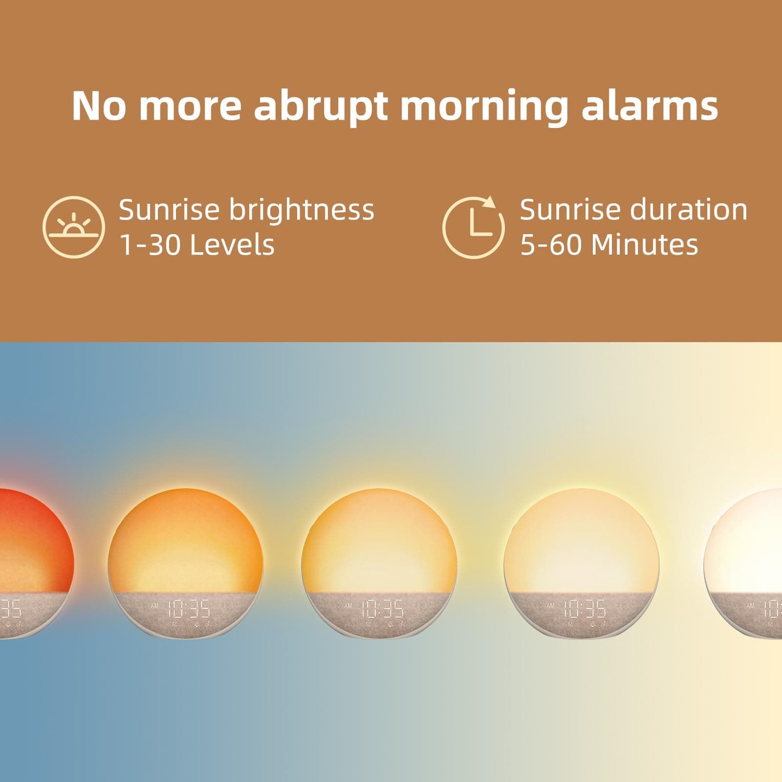 Sunrise Alarm Clock White Noise Machine: Natural Wake Up Light - Dimmable Clock with Bluetooth Speaker for Bedroom - 25 Sleep Sounds for Baby Adults Kids Putty thumbnail 2