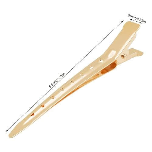 24 Packs Duck Bill Clips, Bantoye 3.35 Inches Rustproof Metal Alligator Curl Clips with Holes for Hair Styling, Hair Coloring, Gold thumbnail 2