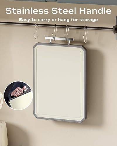 SNOWCLAD Stainless Steel Cutting Board,Double Sided Steel Cutting Boards for kitchen,Stainless Steel/Wheat straw pp Large Board for meat,non toxic Chopping,16 * 11 Inch,Dishwasher Safe thumbnail 5