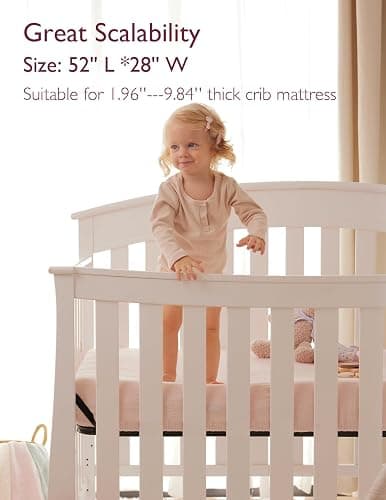 Momcozy Crib Sheets 52"x28", 2 Pack Muslin Crib Sheets for Baby Nursery | Soft Breathable Cotton Crib Sheets Girl Boys, 360° Mattress Wrapping No Slip Baby Neutral Toddler Bed Sheet, Beige Blush thumbnail 3