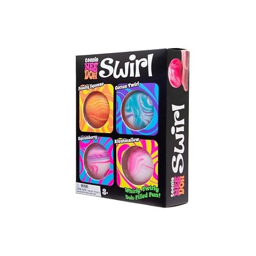 Schylling NeeDoh Teenie Swirl 4 Pack - Sensory Squeeze Toy - 1.5" in Diameter - Colors May Vary thumbnail 2