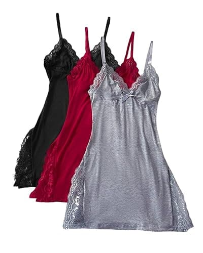 (3 pack) CHICME sexy lace sleep dress - grey, red, black thumbnail 2