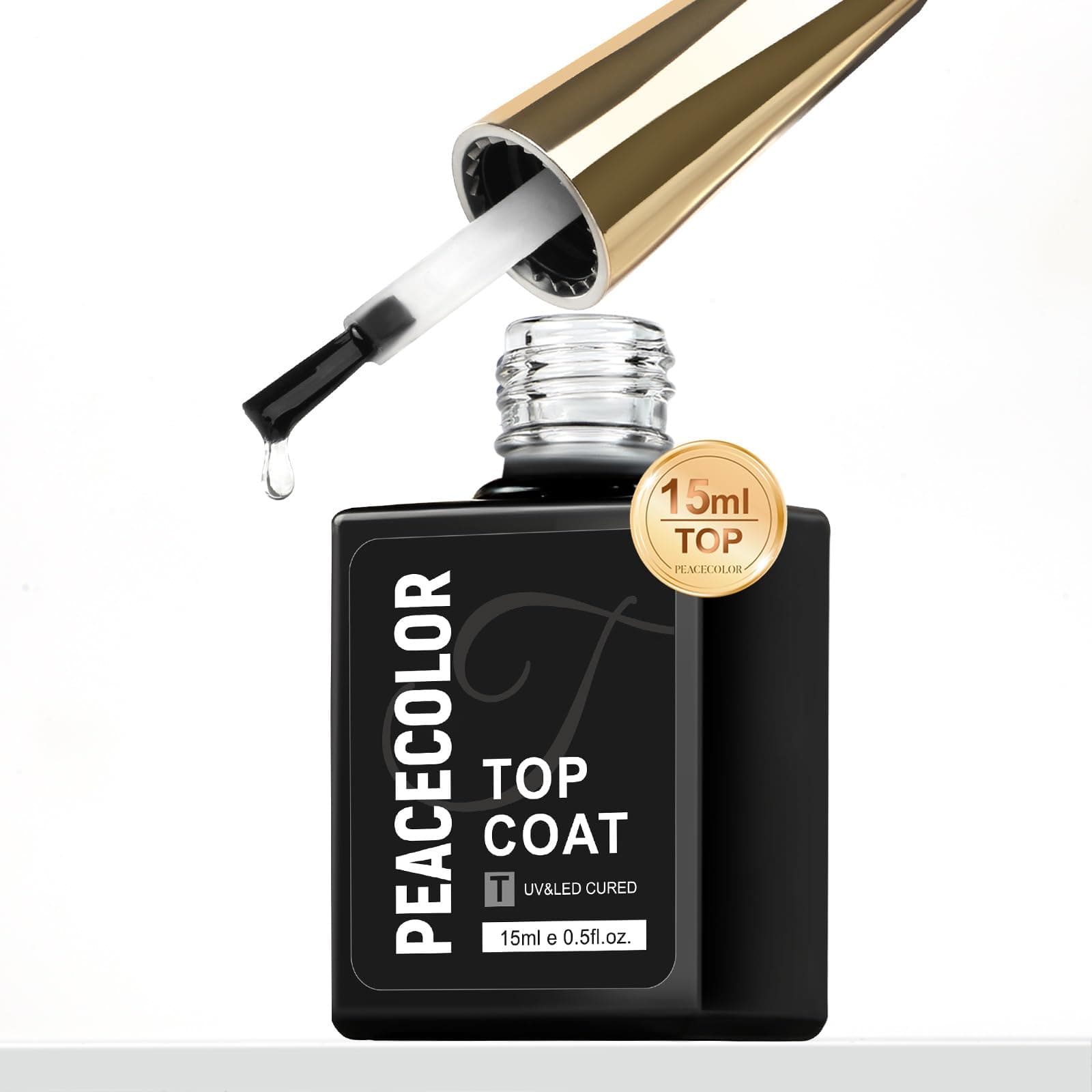 PEACECOLOR No Wipe Top Coat - 15ML Top Coat for Gel Nail Polish Long Lasting Nail Studio DIY Home - Image 1
