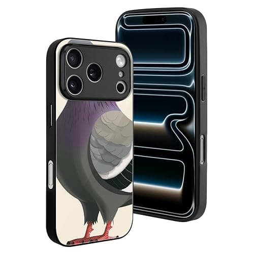 HKMNLEW Tempered Glass Phone Case for iPhone 17 Pro, Cartoon Pigeon Prints TPU Shockproof Protective Case Cover for Women Men thumbnail 4