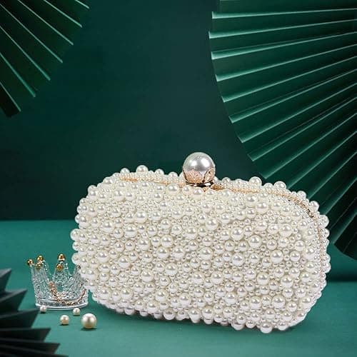 YYIHER Women's Evening Handbags Pearl Clutch Purse Beaded bag Bridal Clutch wedding Purse - Pearl Clutch thumbnail 2