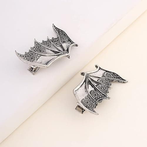 Halloween Bat Wing Hair Clips for Women Girls Devil Wings Hair Clip Silver Devil Wing Hair Barrettes Halloween Costumes Cosplay Hair Accessories for Women Bat Wings Clips thumbnail 4