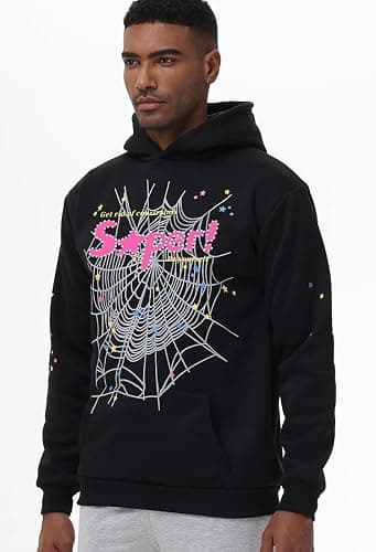 EMILYLE Y2K Spider Hoodie Cobweb Pattern Print Unisex Sweatshirt Men Women Graphic Outwear thumbnail 4