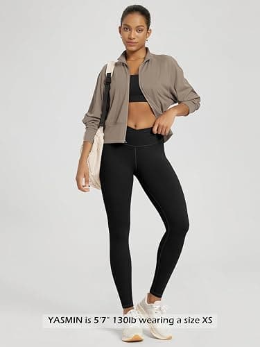 ODODOS Women's Cross Waist Yoga Leggings with Inner Pocket, 23"/25"/28" Gathered Crossover Workout Yoga Pants thumbnail 3