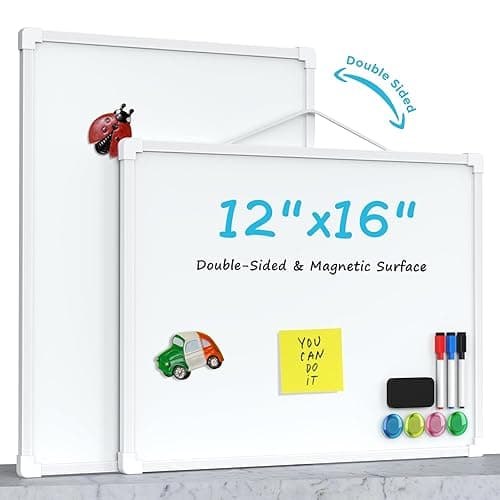MaxGear Double-Sided Dry Erase Board for Wall, 16"x12" Hanging Whiteboard, Small Dry Erase White Board with 3 Markers&4 Magnets, Portable Whiteboard for Students - Planning, Drawing, Memo, to Do List - White - 16"x12" thumbnail 8