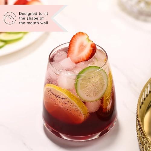 Stemless Wine Glasses Set of 6-14.5oz Hand Blown Heavy Red White Wine Glasses Unique gifts for him/her wedding, birthday, Mother's/father's day, anniversary thumbnail 7