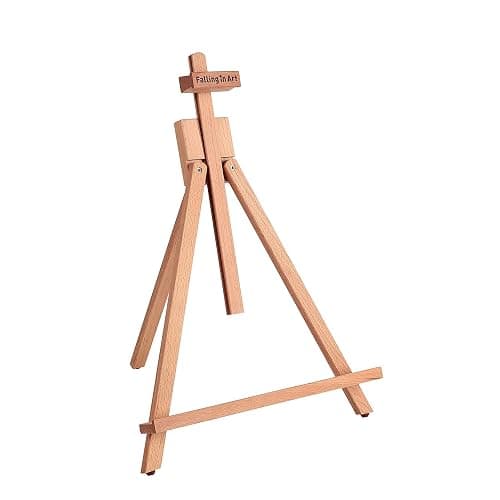 Falling in Art Beechwood 25" Tabletop Easel Display Stand for Painting - Holding Canvas Up to 22 1/2 Inches High, A-Frame Artist Tripod with Rubber Feet, Portable Photo and Sign Holder - Image 1
