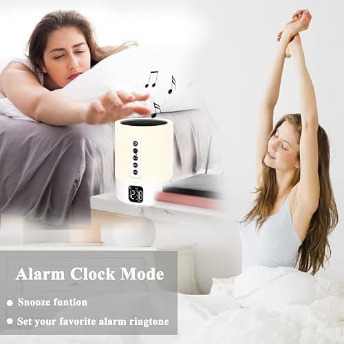 Alarm Clock Bluetooth Speaker, Night Light White Noise Machine Touch Bedside Lamp with Alarm Clock for Kids Multi-Color Changing Night Light Xmas Gifts for Teenage Girls Boys Women Teen Girl Gifts thumbnail 6