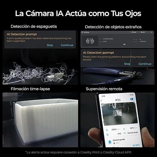 Creality K1C Impresora 3D de 600mm/s Alta Velocidad impresión con cámara AI, Actualización K1,Nivelación Automática y Continuar Imprimiendo Automáticamente,220x220x250mm thumbnail 4
