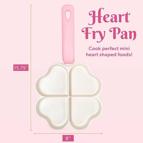 Paris Hilton Heart-Shaped Divided Fry Pan, Ceramic Nonstick Frying Pan with Individual Heart Sections, Dishwasher Safe, 8-Inch, Pink thumbnail 3