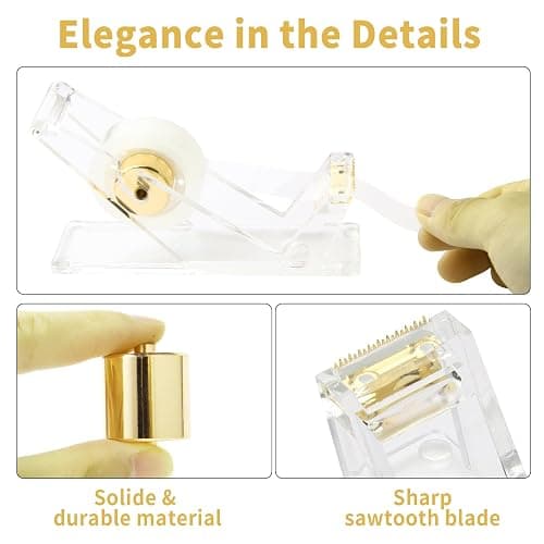 Gold Desk Accessories, Office Supplies Set with Acrylic Stapler, Tape Dispenser, Staple Remover, Pen Holder, Scissor, Binder Paper Clips, 1 Ballpoint Pen, 1 Clear Tape and 1000pcs Staples thumbnail 6