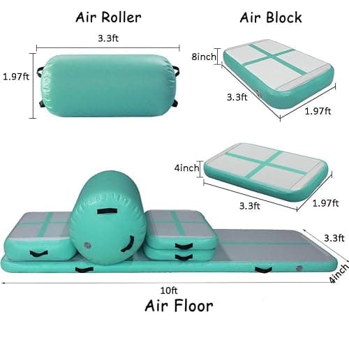 AKSPORT 5pcs Set of Inflatable Gymnastics Air Mat Tumble Track Tumbling Mat Floor Mats with Electric Air Pump for Home Use/Training/Cheerleading/Beach/Park and Water thumbnail 2