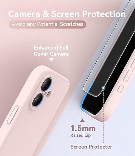 AOTESIER Magnetic for iPhone 16 Case, [Compatible with MagSafe][Camera Protection], Food Grade Silicone Phone Case with [2 Screen Protectors], Anti-Scratch Protective Lining, 6.1inch, Chalk Pink thumbnail 6