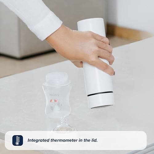Nuby RapidCool Portable Baby Bottle Maker - Formula Feed in 2 Minutes | Ideal for Travel Bottles and Night Feeds | Includes Milk Powder Dispenser and Digital Lid | No Filter Needed (White) thumbnail 7