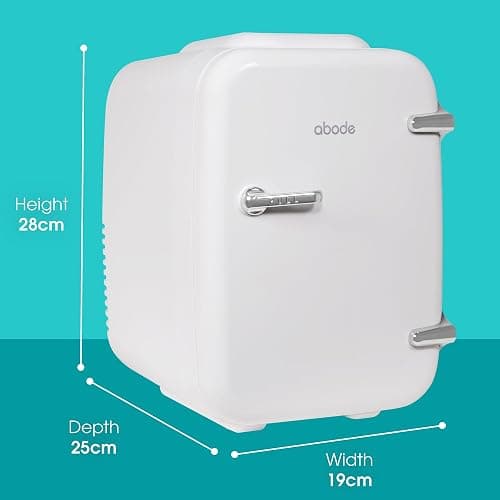 Abode White Mini Fridge A4CLR201W 4L/6 Can Portable Thermoelectric Mini Cooler & Warmer for Drinks, Cosmetics/Makeup/Skincare, AC/DC Power, Retro Style, For Bedroom, Home, Caravan, Car thumbnail 2