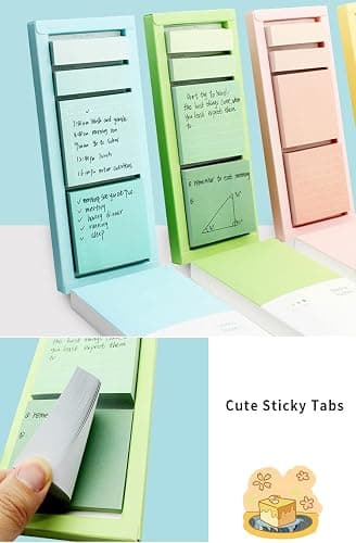 Green Lined Sticky Notes Set, 240 Sheets Pastel Sticky Note Pads, Self-Stick Index Tabs Memo Notepads for School, Office and Home thumbnail 7