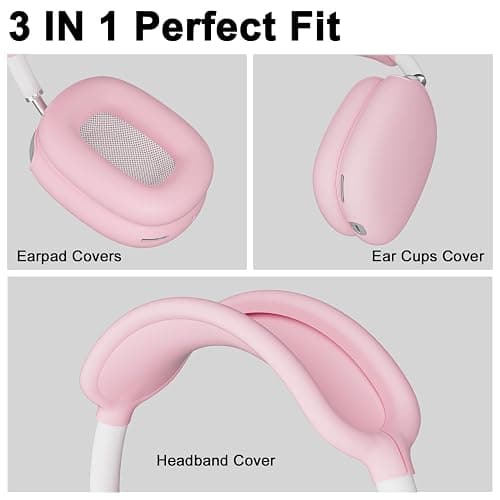 ATUAT for AirPods Max Headphones Case, Protective Silicone Case Cover Skin Accessories Anti-Scratch for Women Men for Apple AirPods Max 2024/2020 (USB-C/Lightning), Pink thumbnail 4