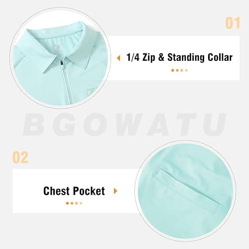 BGOWATU Women's Short Sleeve Golf Polo Shirts 1/4 Zip Tennis Tops Collared T-Shirts UV Protection Quick Dry thumbnail 5