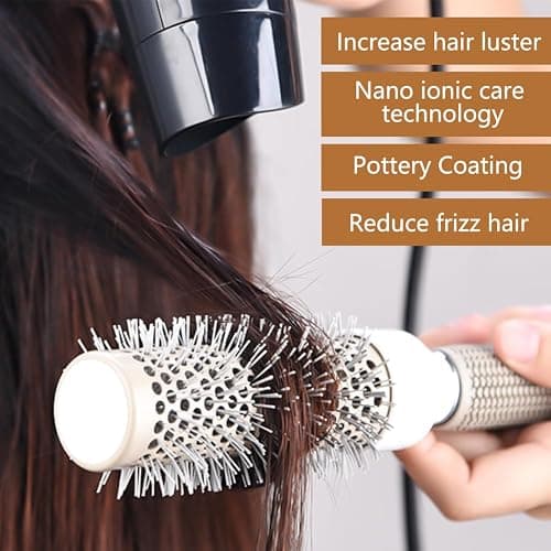 Round Brush Set for Blow Drying Curling, Professional Ceramic Ion Thermal Barrel Brush Leaves Hair Shiny Heat Styling Brush 5 Different Sizes Works Very Well with The Blow Dryer thumbnail 5