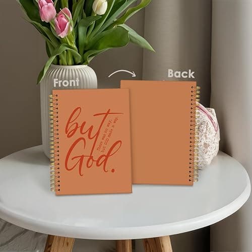 Wheatwin Bible Notebook, But God Christian Notebook Journal, Christian Gifts for Men Women, Inspirational Christian Hardcover Spiral Notebook 5.5x8.3 - Orange thumbnail 5
