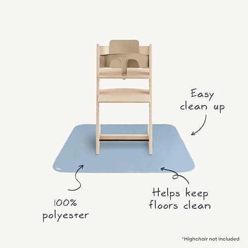 mushie Baby Splat Mat 42.5x42.5 Inch (Fog) | Water Resistant for Under High Chair and Infant Play - Fog thumbnail 3