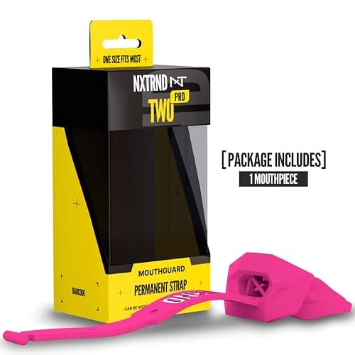 Nxtrnd Two Pro Football Mouth Guard, Permanent Strap, Fits Adult & Youth (Pink) thumbnail 4