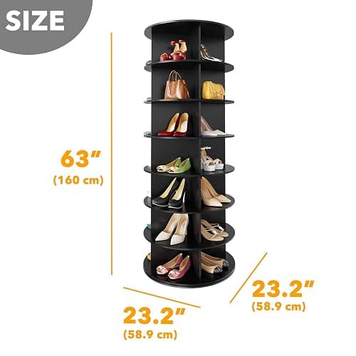 SpaceAid 7 Tier Rotating Shoe Rack Tower, Spinning Shoe Display Lazy Susan, Revolving 360 Shoe Rack Storage Round Carousel, Vertical Handbag Rotate Shoes Closet Organization (7-Tier Black) thumbnail 2