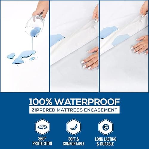 Utopia Bedding Zippered Mattress Encasement Full, 100% Waterproof Bed Bug and Dust Mite Proof Mattress Protector, Absorbent Six-Sided Mattress Cover - 1 - Full thumbnail 3