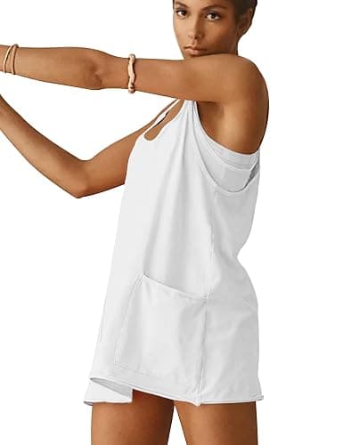 Womens Athletic Dress Hot Shot Mini Dress Built in Shorts Summer Workout Romper 2026 Trendy Outfit thumbnail 4