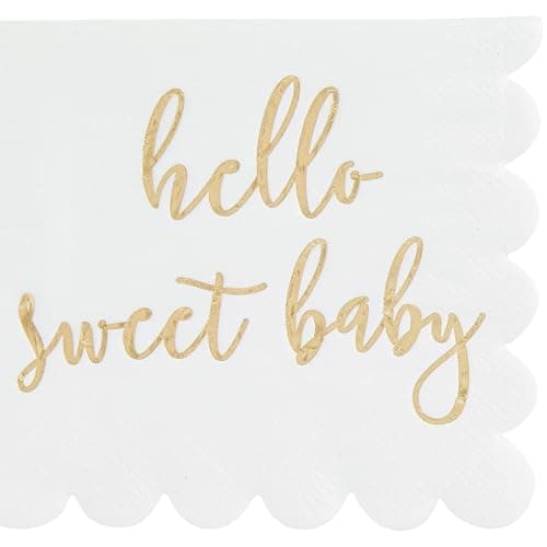 Juvale Baby Shower Napkins - 5 x 5 In, Gold Foil, 50 Pack - White Scalloped Napkins for Gender Neutral Baby Shower Decorations & Table Decor for Boy & Girl thumbnail 4
