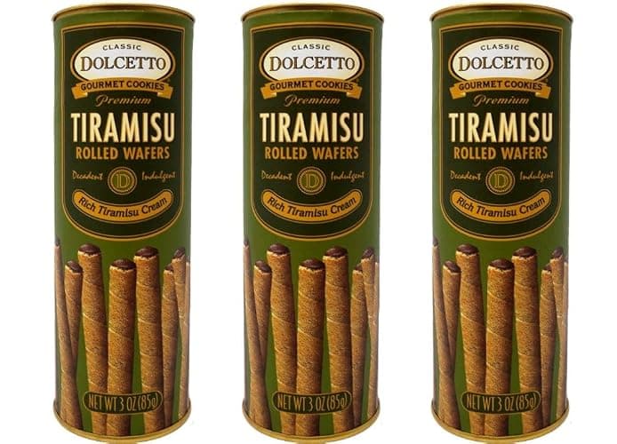 Dolcetto Premium Cream Filled Rolled Wafers Gourmet Tiramisu Cookies - Pack of 3 (3 Ounces) - Image 1