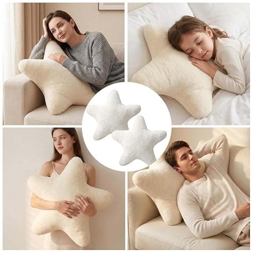 SORAYUXI Plush Star Pillow 40x40CM,2 Pack Soft Fluffy Star Stuffed Cushion Decorative Pillow,Cute Fuzzy Throw Pillows for Bedroom, Living Room, Sofa, Bed, Chair Decor thumbnail 7