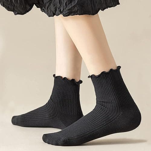 Mcool Mary Womens Ruffle Socks, Cute Ankle Winter Warm Knit Cotton Frilly Sock 6 Pack thumbnail 6