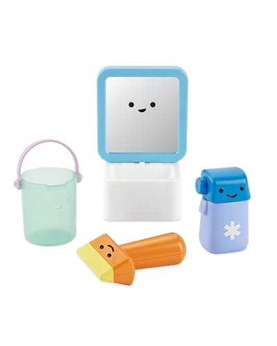 Skip Hop Baby Bath Toy Fresh & Clean Mirror Fun 4-Piece Mirror & Sink Pretend Play Set and Bathtub Sensory Development Toy Age 12m+ - Image 1