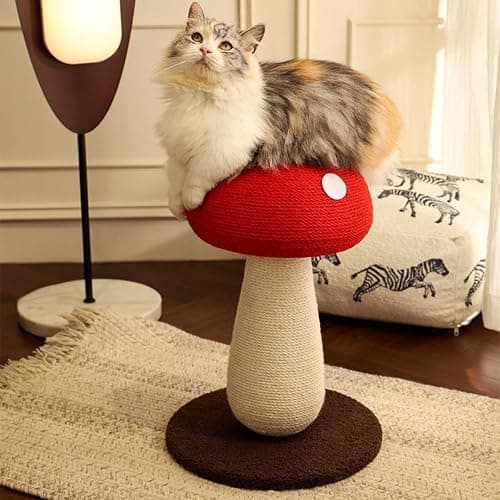 Mushroom Cat Scratching Post - Unique Design, Sisal-Wrapped, Ideal for Medium and Small Cat, Cat Scratcher Cute with 100% Sisal Covered Scratching Post, Mushroom Cat Post for Indoor Cats - Image 1