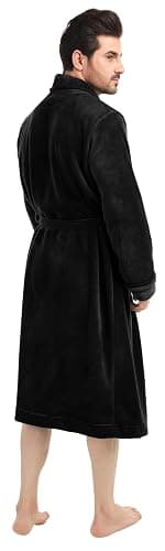 NY Threads Mens Robe with Hood, Luxury Plush Fleece Hooded Mens Bathrobe, Spa Bath Robe for Men thumbnail 2