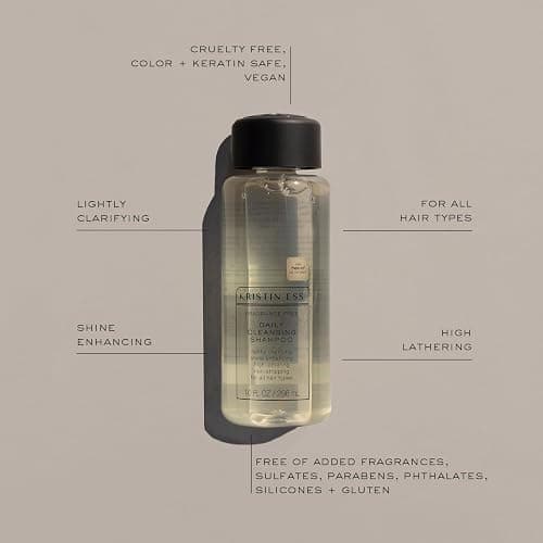 Kristin Ess Hair Fragrance Free Daily Cleansing Shampoo, Lightly Clarifying, Shine Enhancing, Vegan, Paraben, Sulfate, Phthalate and Silicone Free, Gluten Free, 10 fl. oz. - Pack of 1 thumbnail 3