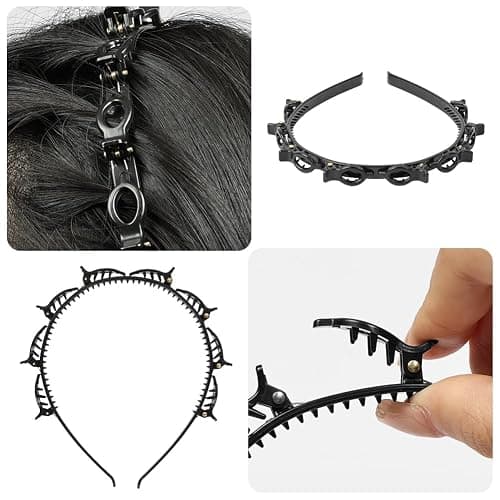 2 Pcs Braided Bangs Headband with Teeth, Professional Weaving Clip | Invisible Fringe Styling Tool for Women Girls, for Fine or Thick Hair thumbnail 4